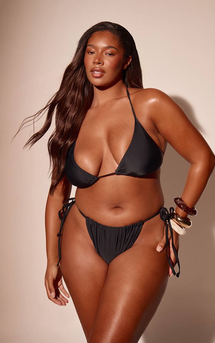 Noir Haut De Bikini Triangle Basique Grande Taille