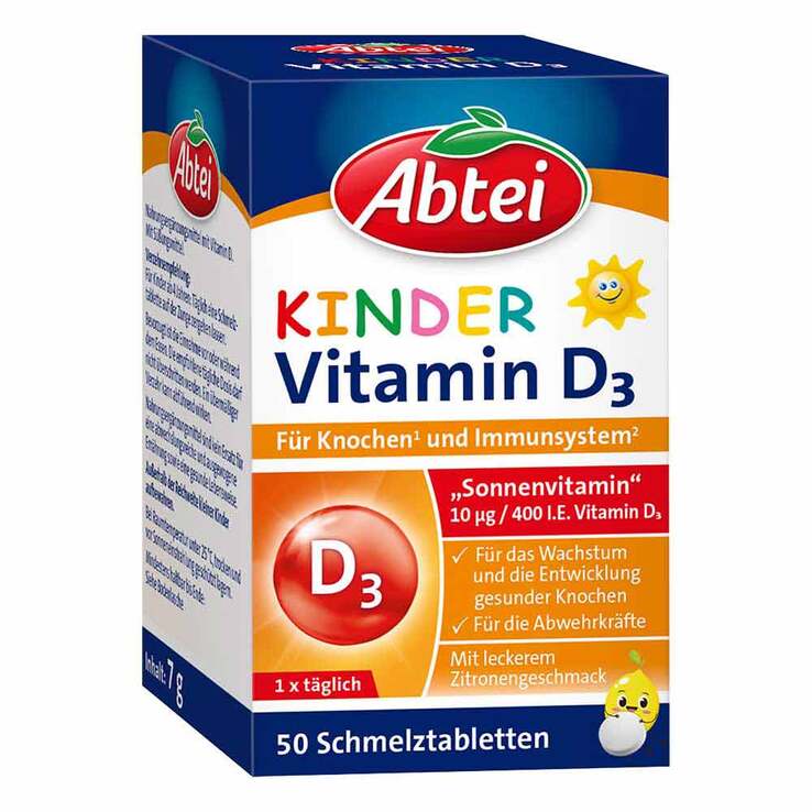 Abtei Kinder Vitamin D3 Schmelztabletten, 50 St