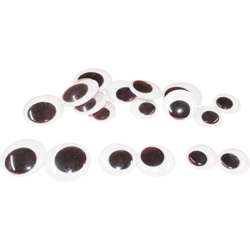 Yeux mobiles sodertex geants sans cils noirs adhesifs 3    tailles 18 pcs