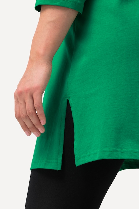 Longshirt, A-Linie, V-Ausschnitt, 3/4-Arm