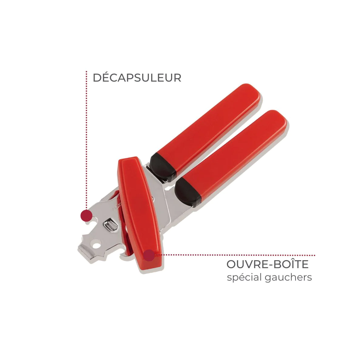 Ouvre boîte 3 en 1 pour gaucher 17 cm Fackelmann Basic Fackelmann