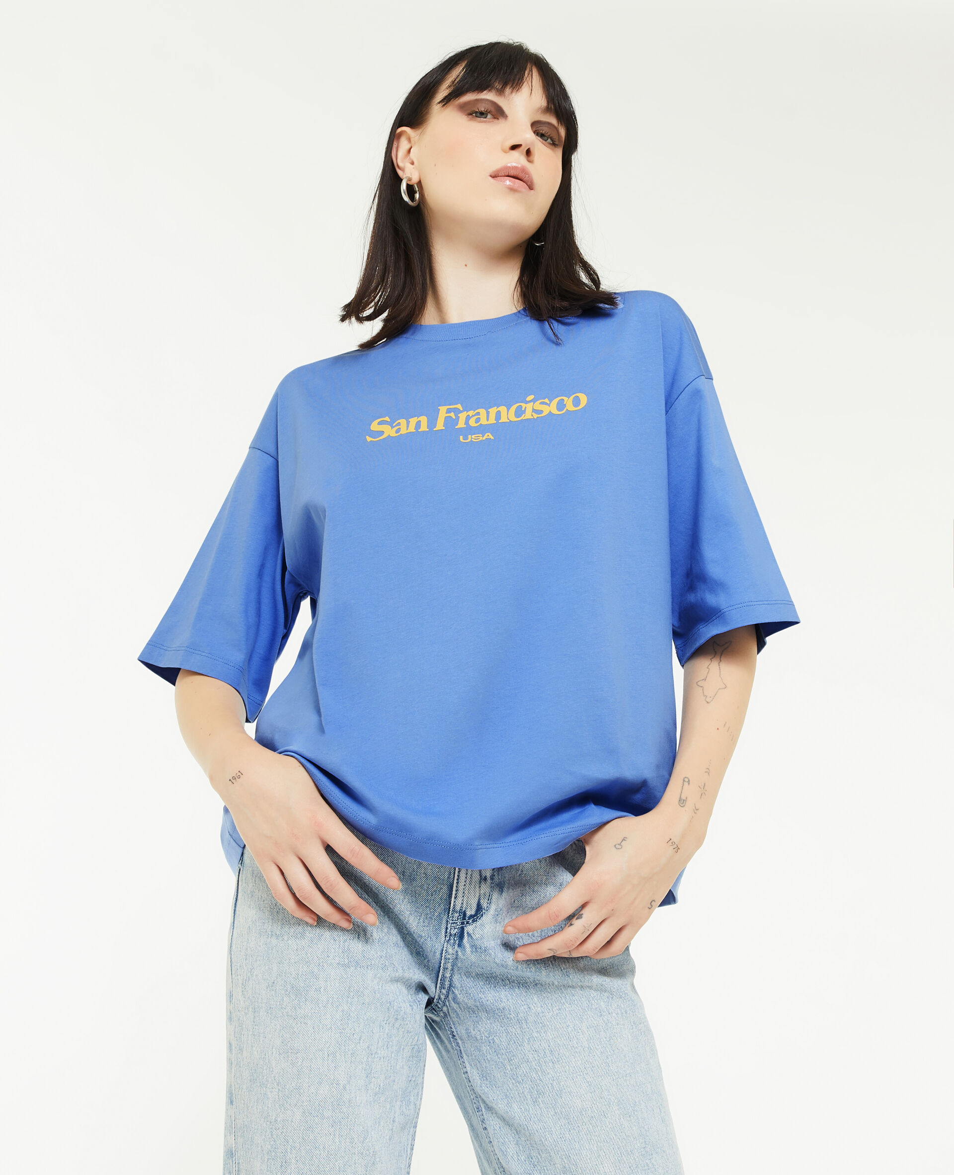T-shirt à inscriptions - Bleu