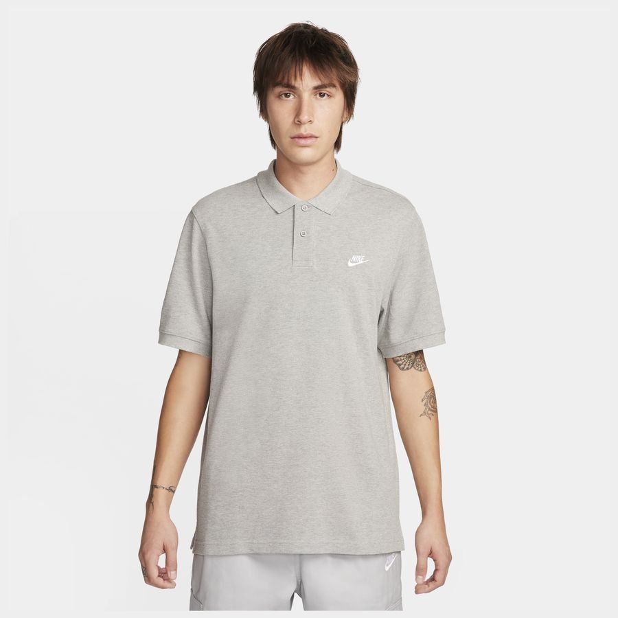 Nike Club Men's Short-Sleeve Polo DK GREY HEATHER/WHITE