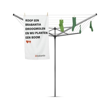 Brabantia Topspinner Droogmolen - met Metalen Grondanker - 50 m - Metallic Grey