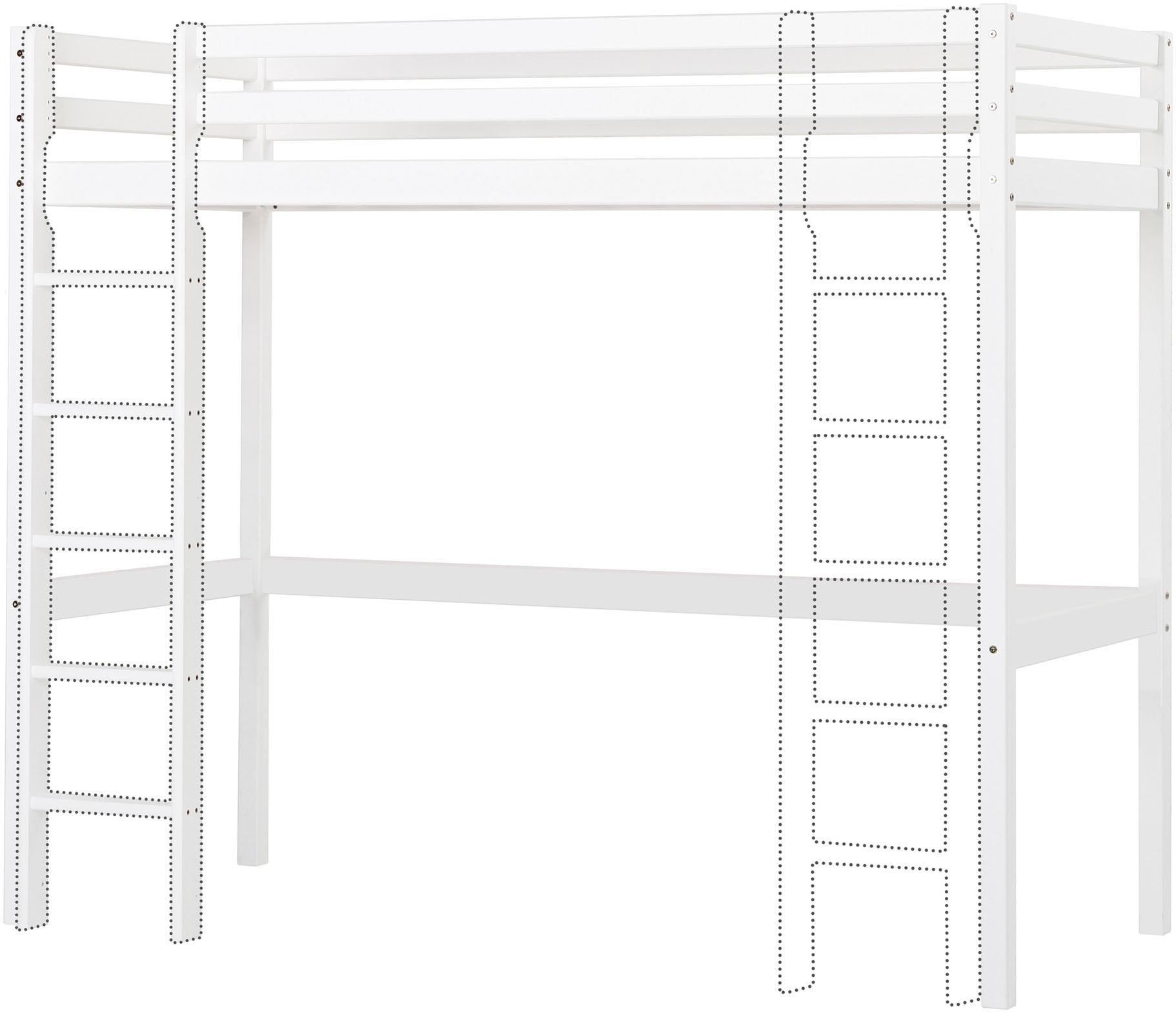 Hoppekids Hochbett »ECO Dream 90x200 mit Schreibtisch & Loungesofa / Gästebett« Kinderbett aus Massivholz, Sofa ausziehbar zum Gästebett
