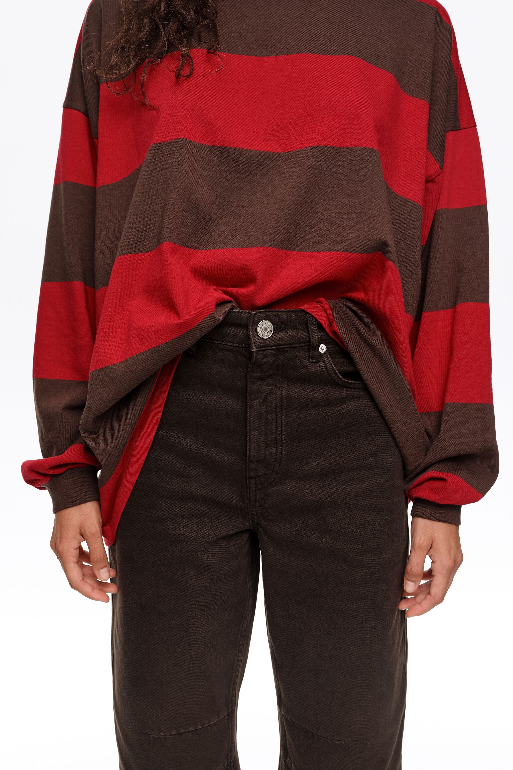 BARREL - Calça jeans marrom escura com 5 bolsos
