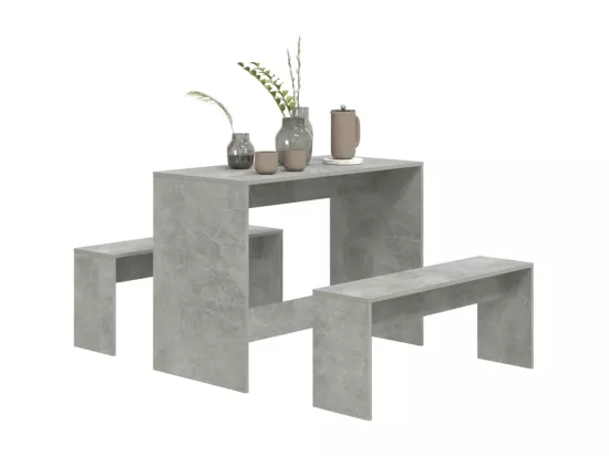 Ensemble à manger 3 pcs Gris béton Bois d'ingénierie