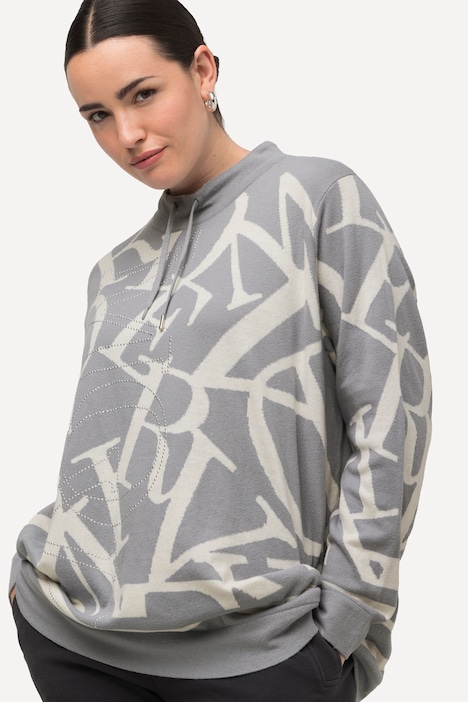 Pullover, Buchstaben, Ziernieten, Stehkragen, Langarm