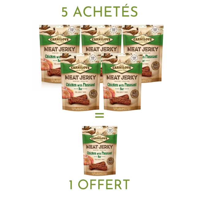Carnilove Jerky - friandises poulet et faisan pour chien