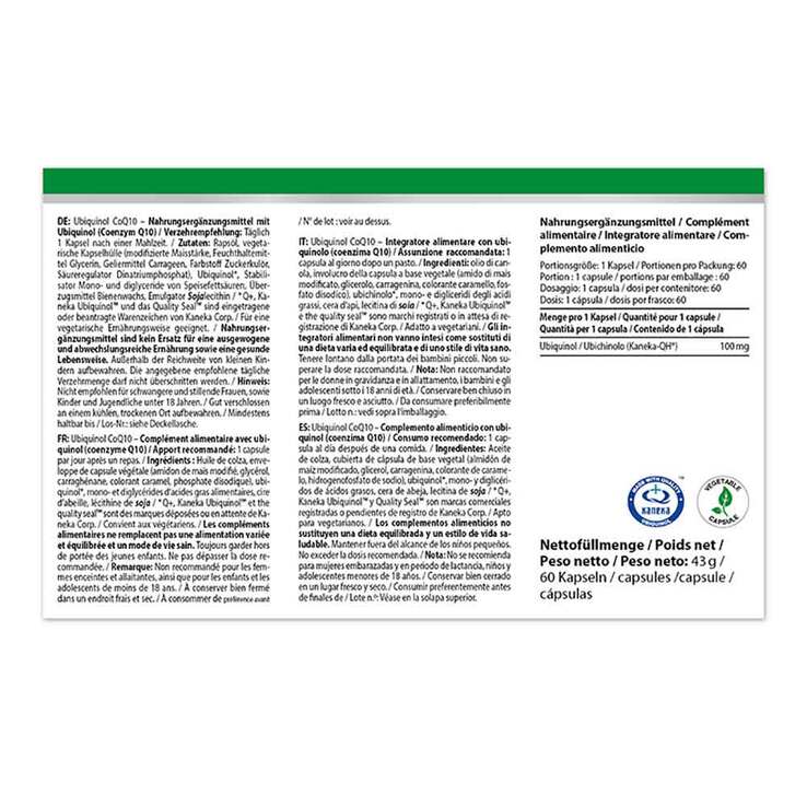 Ubiquinol COQ10 100 mg hochdosiert Weichkapseln, 60 St