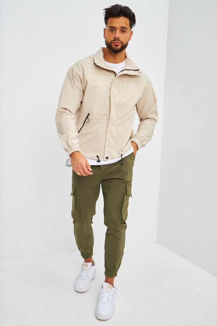 Veste beige col montant
