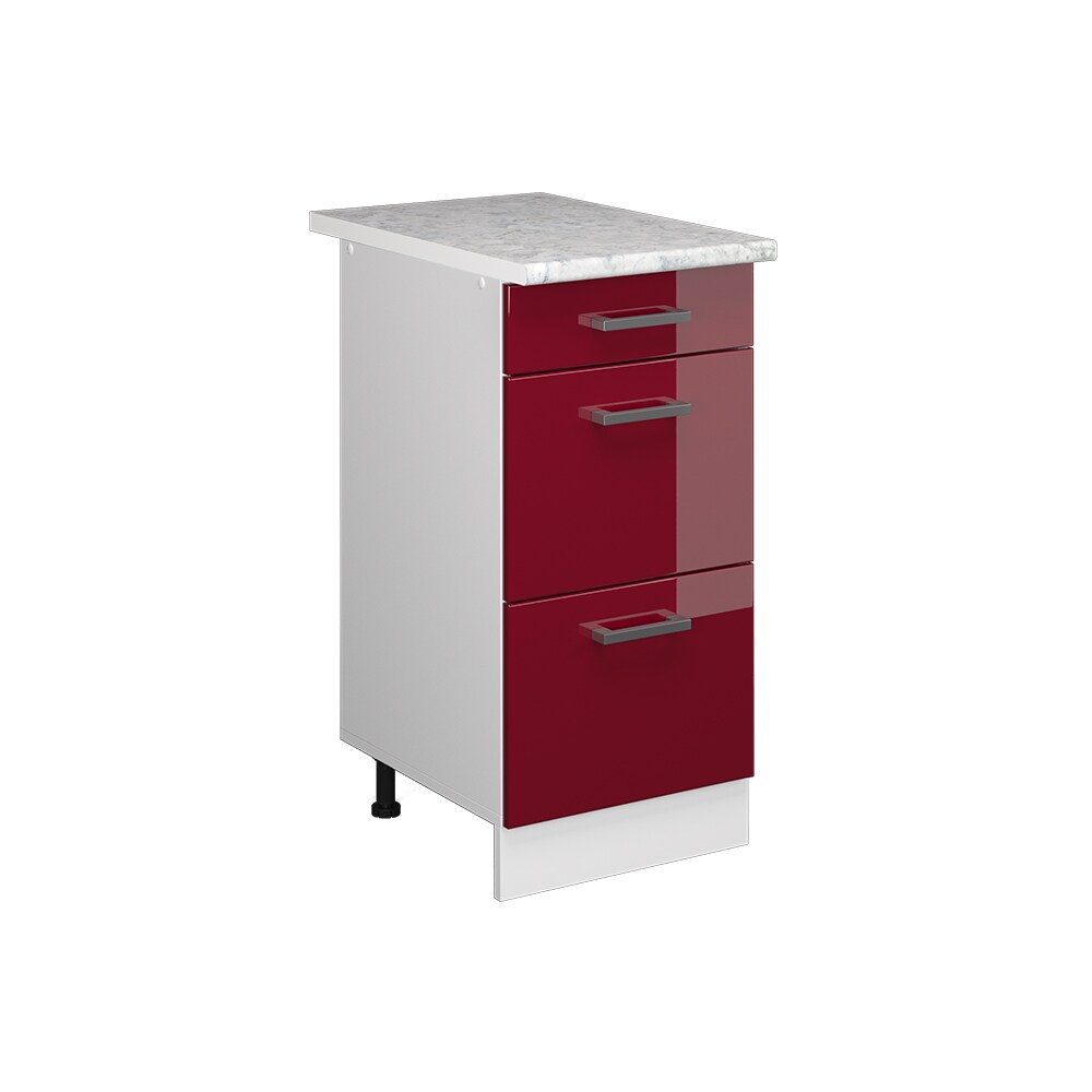 Vicco Schubladenunterschrank Küchenschrank Küchenzeile R-Line 40 cm Weiß Bordeaux Schublade Arbeitsplatte