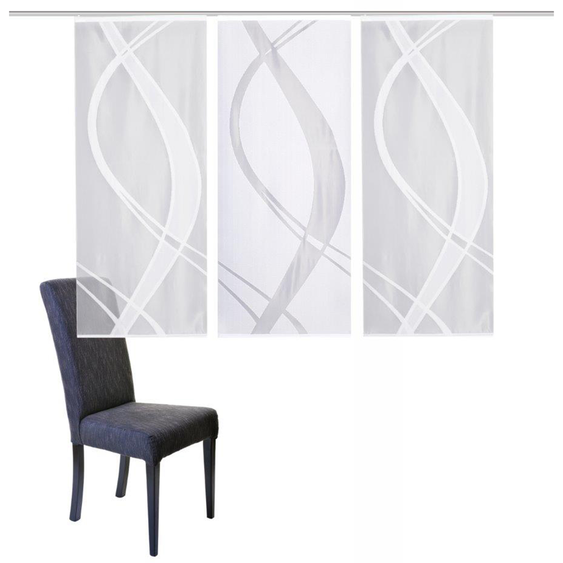 3-teiliges Schiebevorhang-Set TIBASO - transparent-weiß - je 57x145 cm
