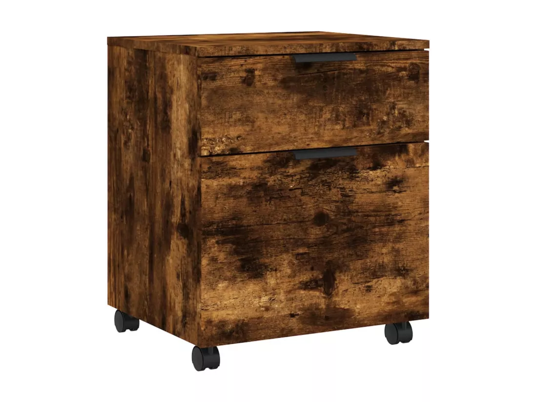 Classeur mobile avec roues Chêne fumé 45x38x54 cm Bois