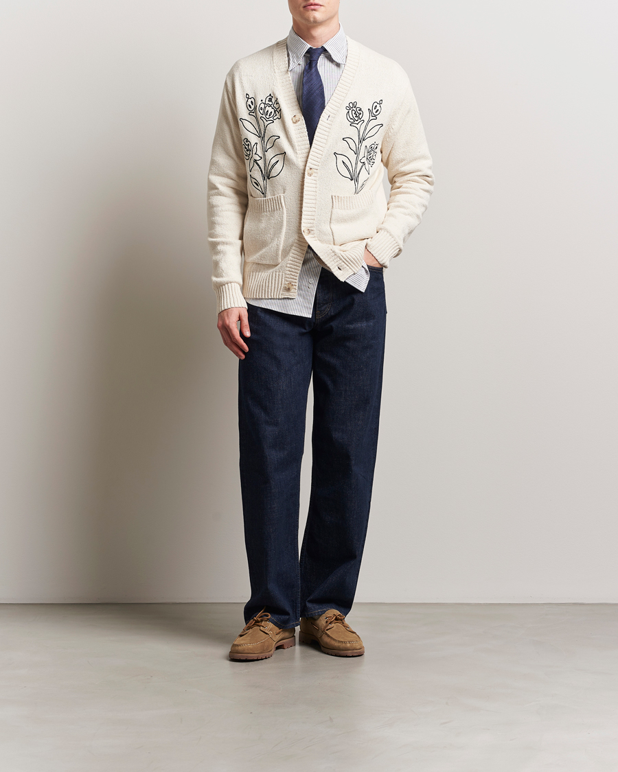 Les Deux Brad Embroidery Cardigan Ivory
