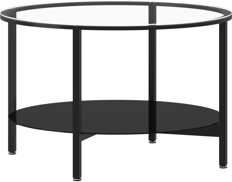 vidaXL - Salontafel - Zwart en Transparant - Geharde Glas en Gepoedercoat Ijzer