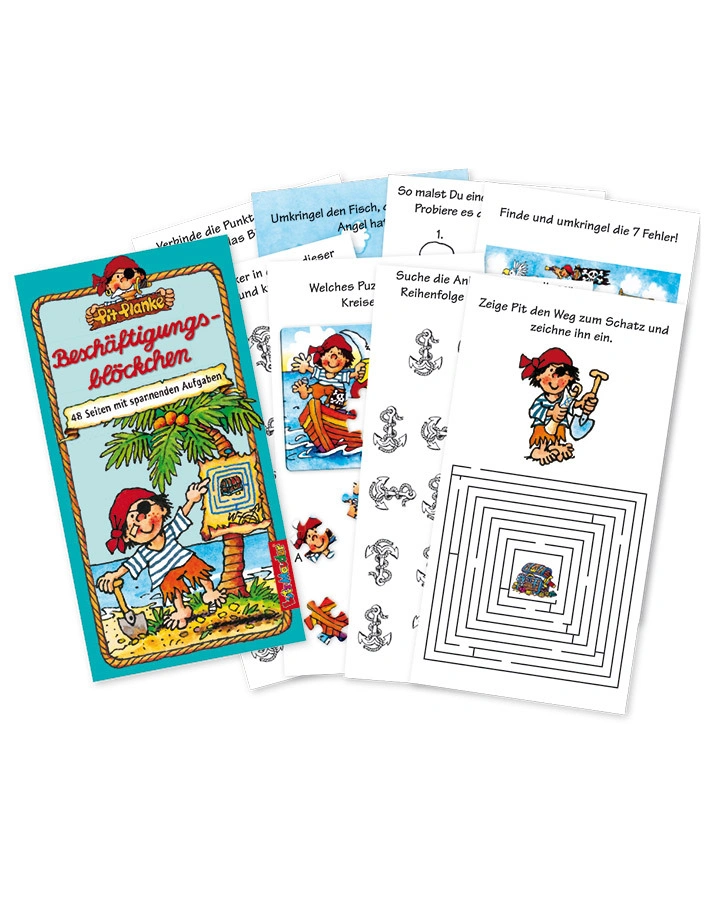 Beschäftigungsblöckchen-Set FEUERWEHR/PIRAT in bunt