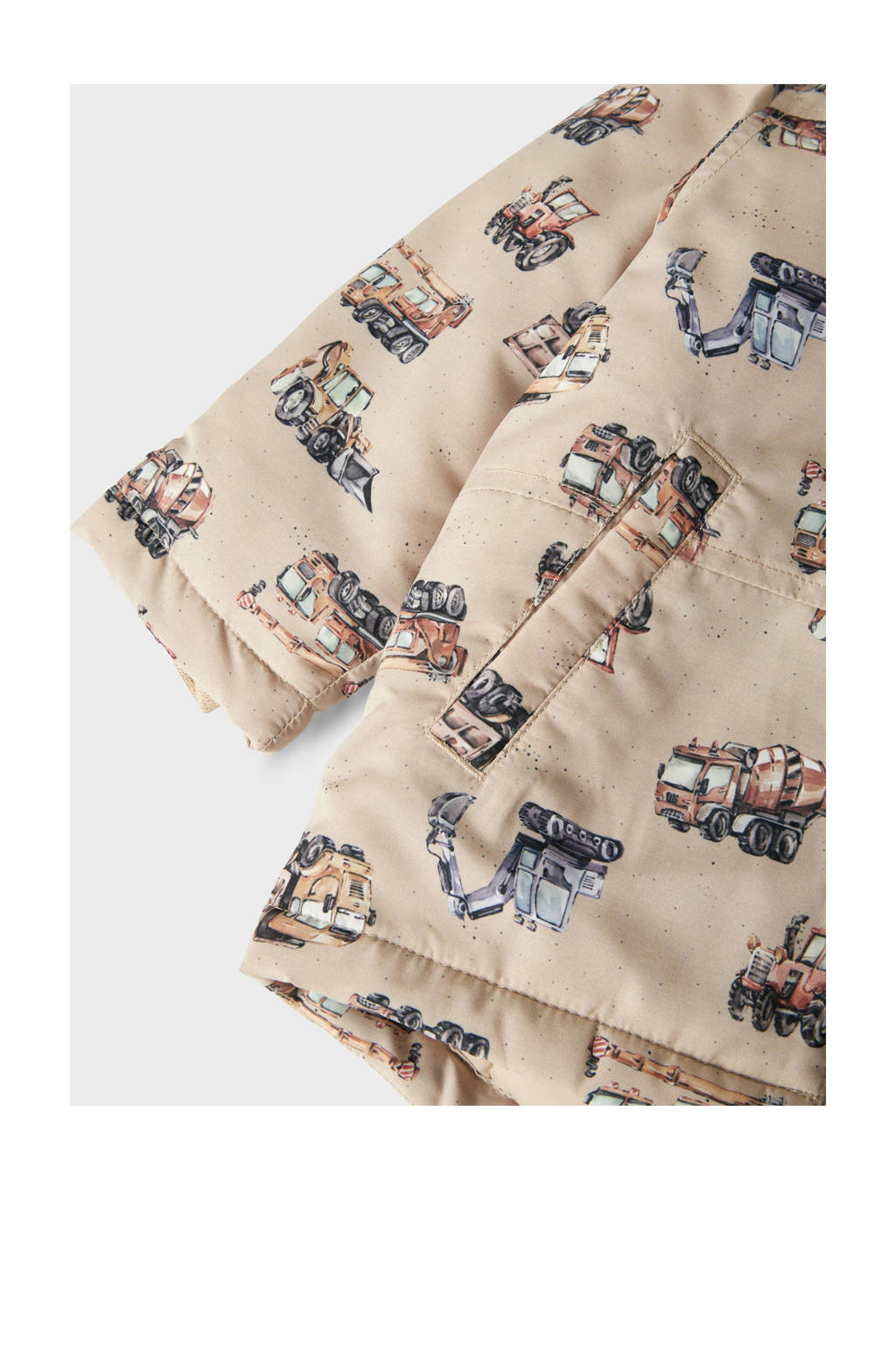 NAME IT winterjas NMMMAX met all over print beige/bruin/blauw
