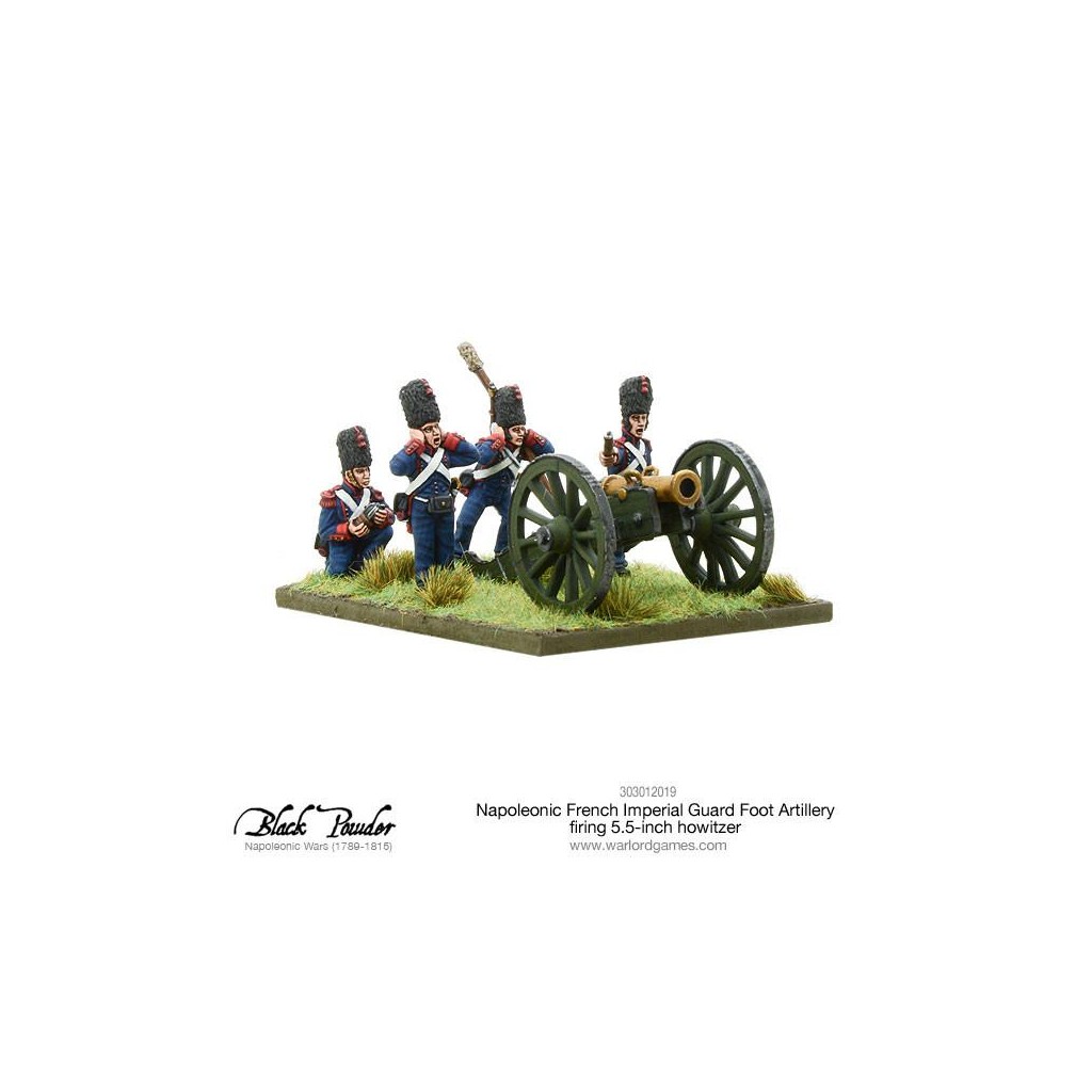 Napoleonic French Imperial Guard Foot Artillery firing howtizer
