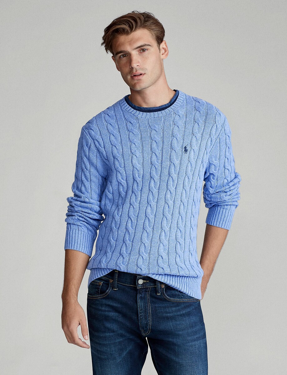 POLO RALPH LAUREN<br>Suéter de algodão trançado