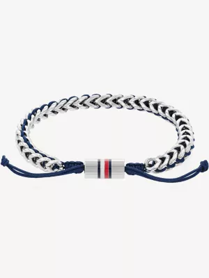 Pulseira trançada em aço inoxidável azul-marinho