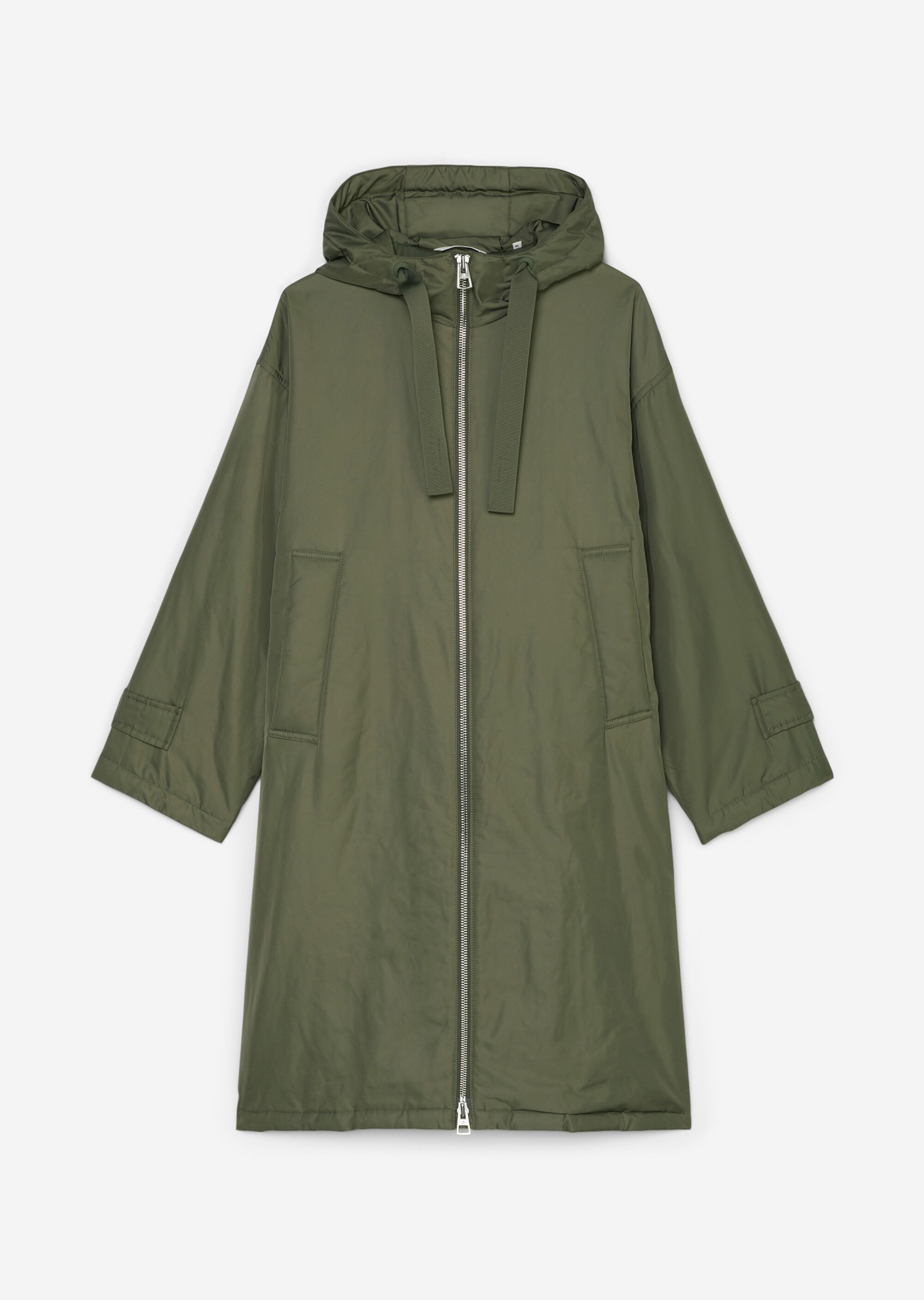 Wattierter Kapuzen-Mantel relaxed aus recyeltem Polyester-Twill WR