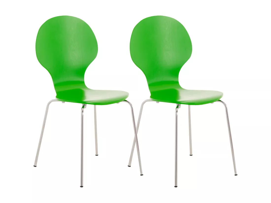 Lot de 2 Chaise de conférence - Bois - Vert - DIEGO