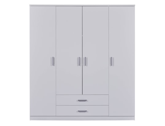 TERRE DE NUIT - Armoire 4 portes 2 tiroirs blanc