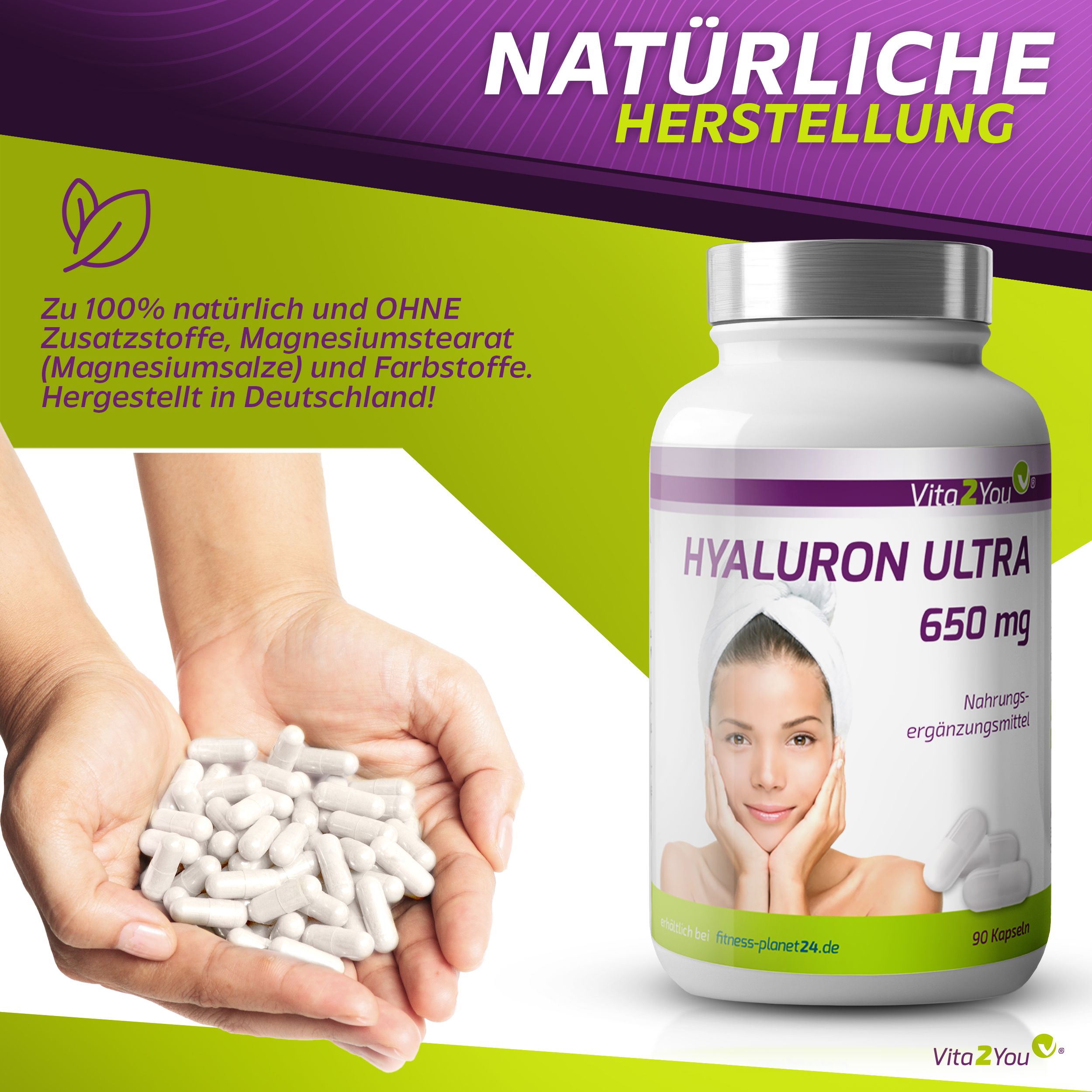 Vita2You Hyaluronsäure Ultra Kapseln 650mg
