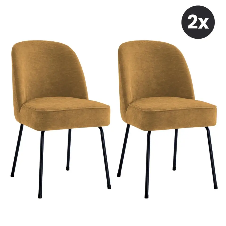 2x Vero Eetkamerstoel Velvet - Oker