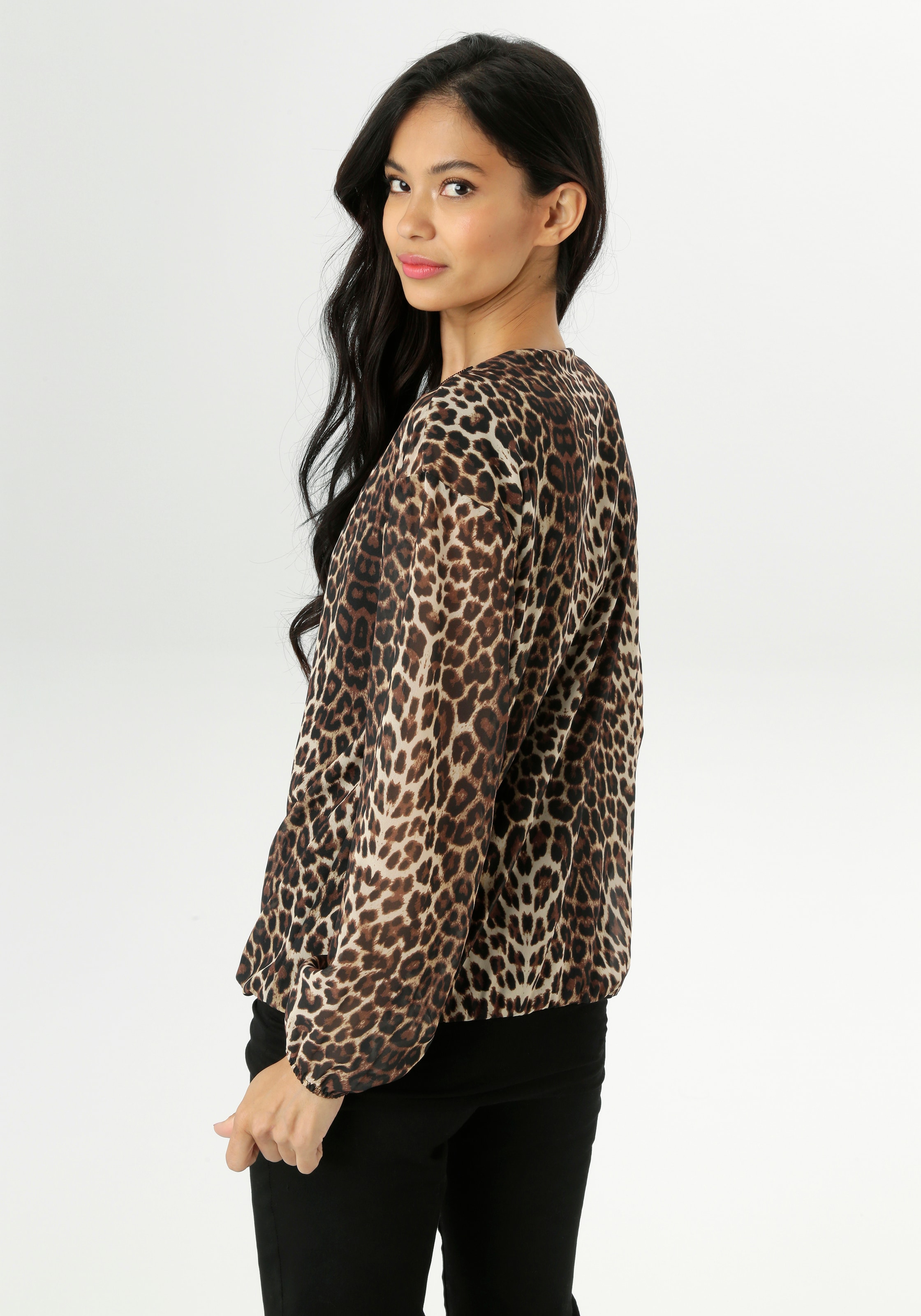 Aniston SELECTED Chiffonbluse , mit goldfarbenen Reissverschluss am Ausschnitt - NEUE KOLLEKTION