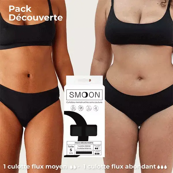 Kit de Descoberta Moon com 2 Calcinhas para Fluxo Médio + Fluxo Intenso, Pretas ™