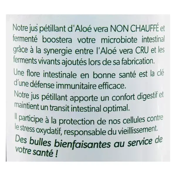 Suco gaseificado orgânico de aloe vera Pur'Biotic 250ml