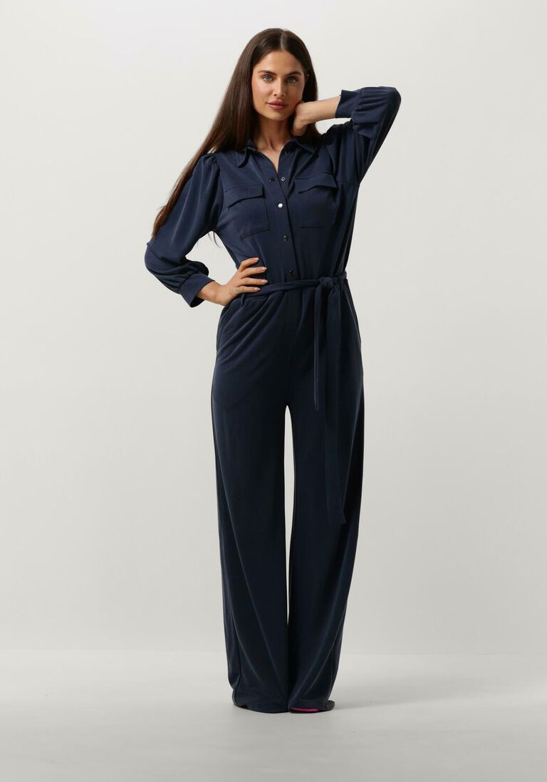 SUMMUM donkerblauwe summum jumpsuit jumpsuit washed modal pique