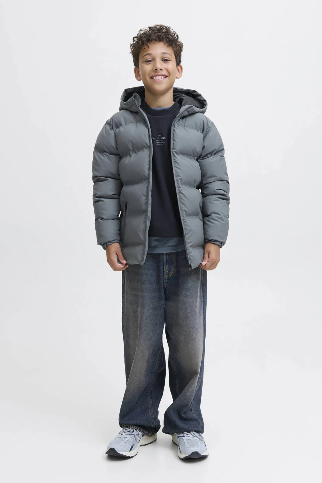 JACK & JONES JUNIOR gewatteerde jas grijs