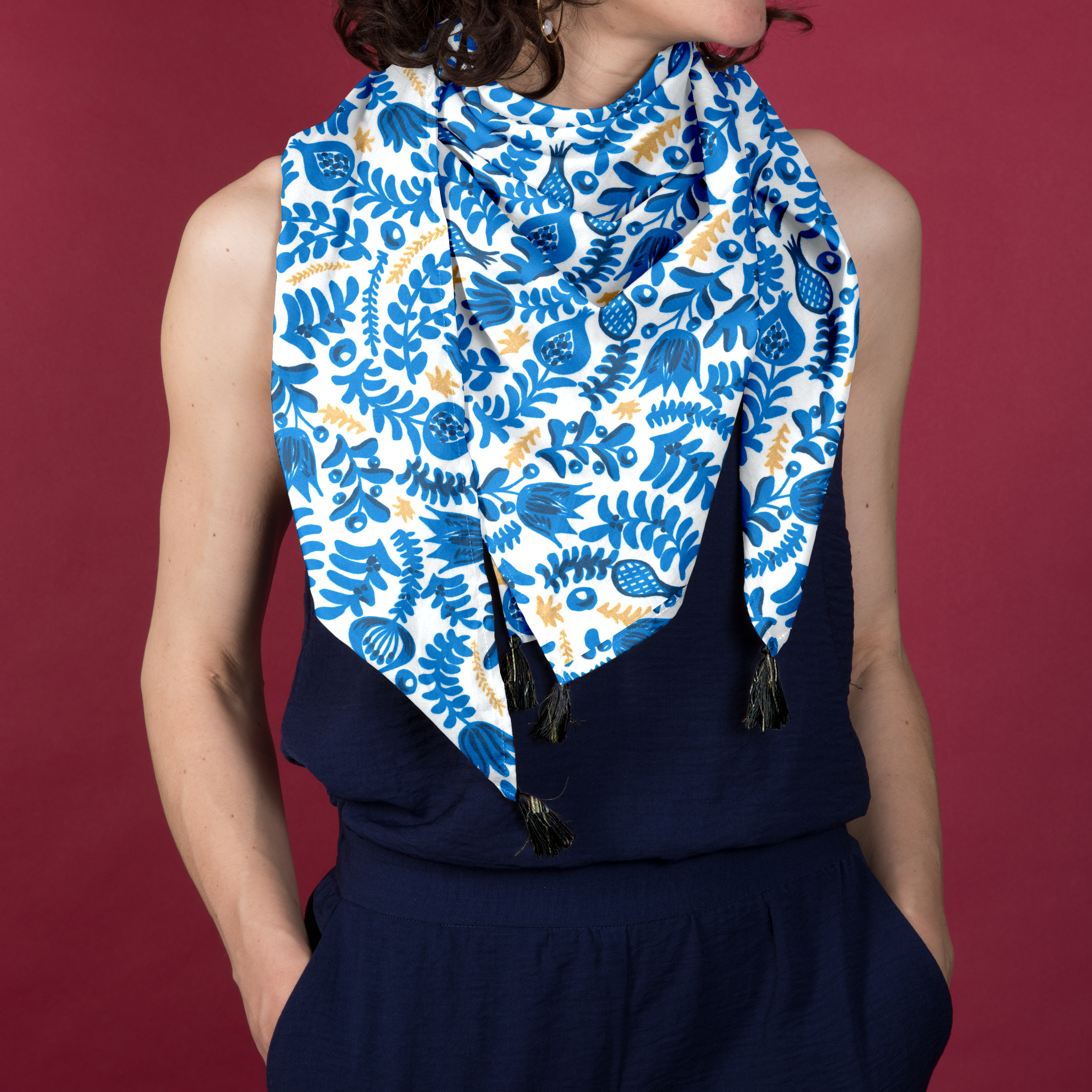 Foulard Pompon Passion Bleue