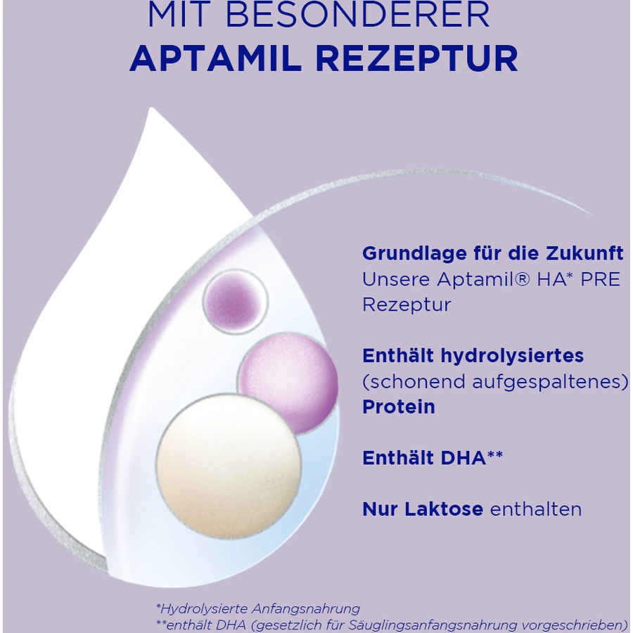 Aptamil Anfangsmilch HA PRE mit hydrolisiertem Eiweiß 800 g ab der Geburt