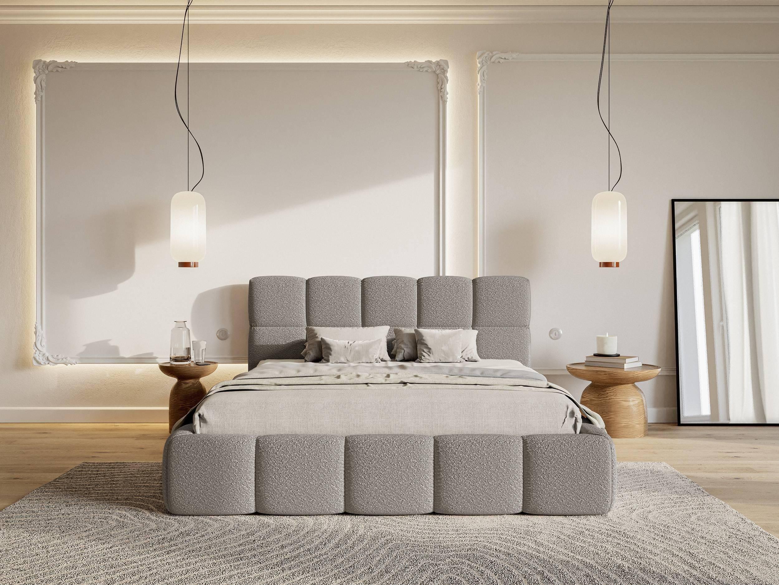 NADUVI Collection Chloe Bedframe 180 x 200 cm - Bouclé - Grijs
