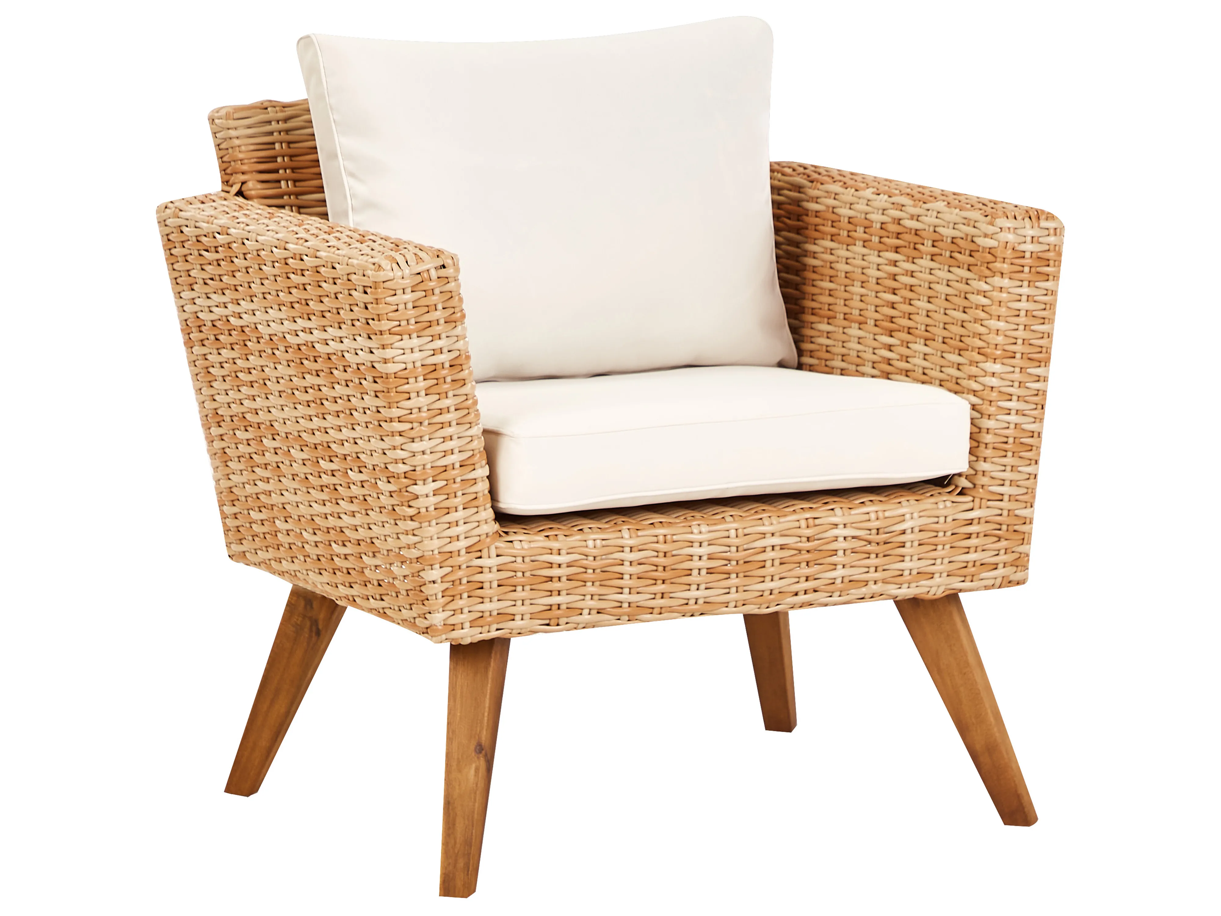 Loungeset met tafel 5-zits VITTORIA XL PE rotan Gebroken wit