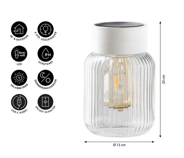 Dehner Solar-Glas Rania, ca. Ø13/H20 cm