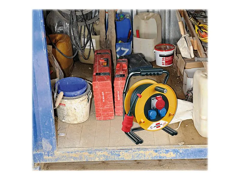 brennenstuhl Brobusta CEE 1 IP44 cable reel for site & industry 30m H07RN-F 5G2,5 - Forlængelsesspole - output-stikforbindelser: 3 - 30 m ledning - sort