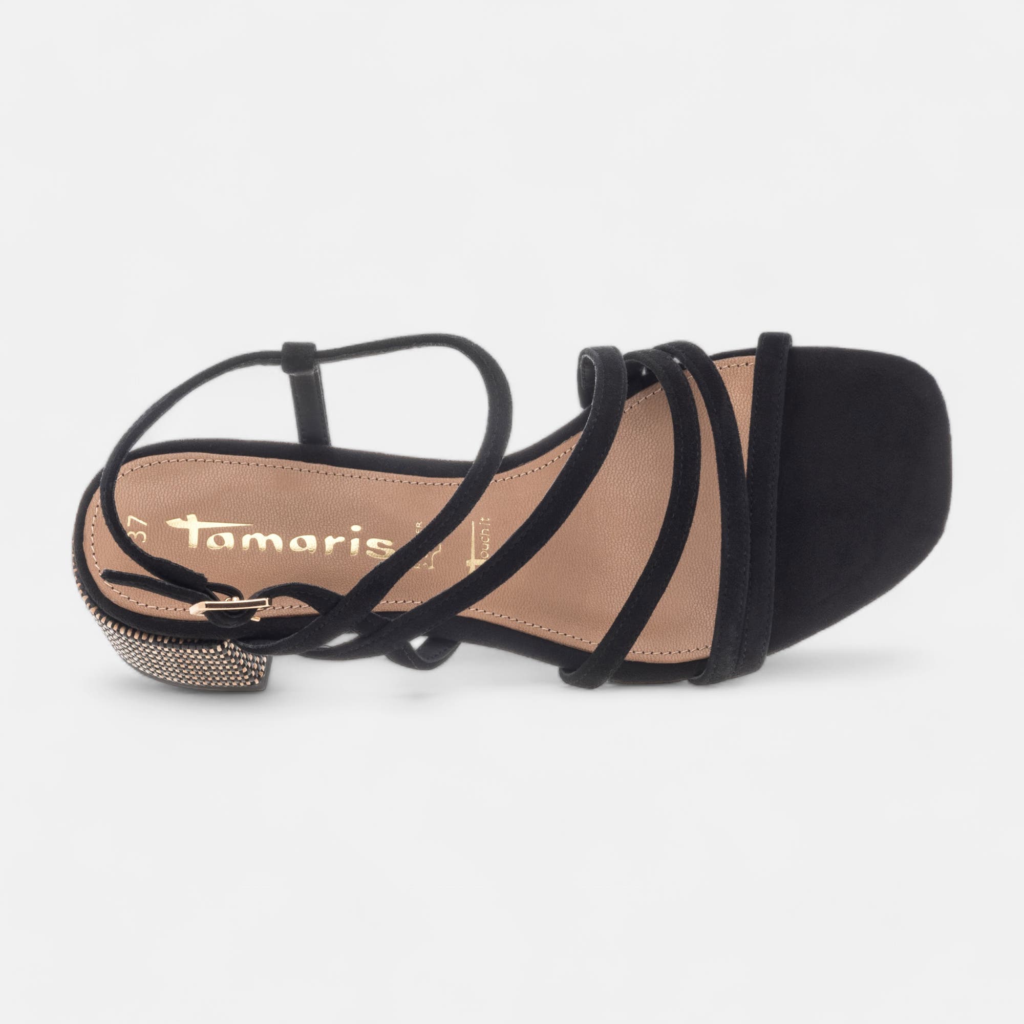 Nu-pieds à talon Femme en cuir noir
