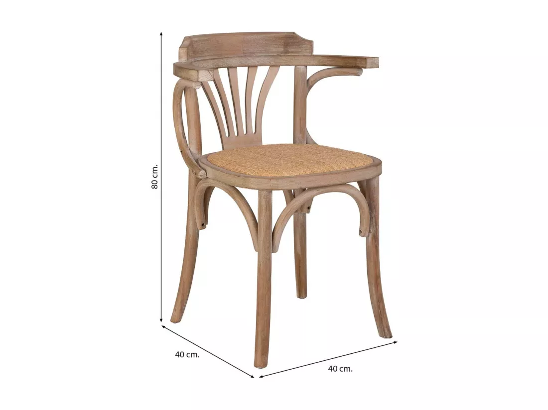 Chaise en bois et assise en rotin 40x40x80h cm