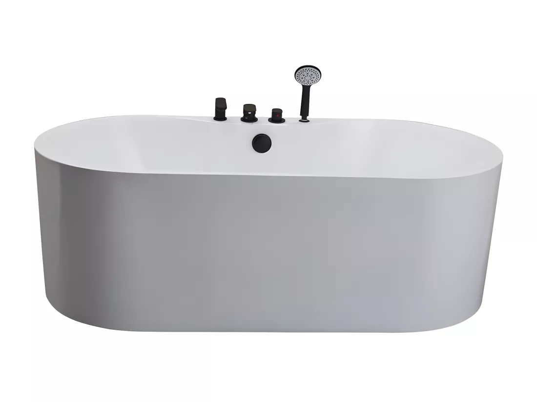 Baignoire îlot STEPONA avec robinetterie - 195 L - 150*75*58 cm - Blanche