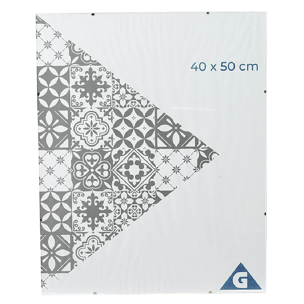 Cadre sous verre contour argenté 40 x 50 cm