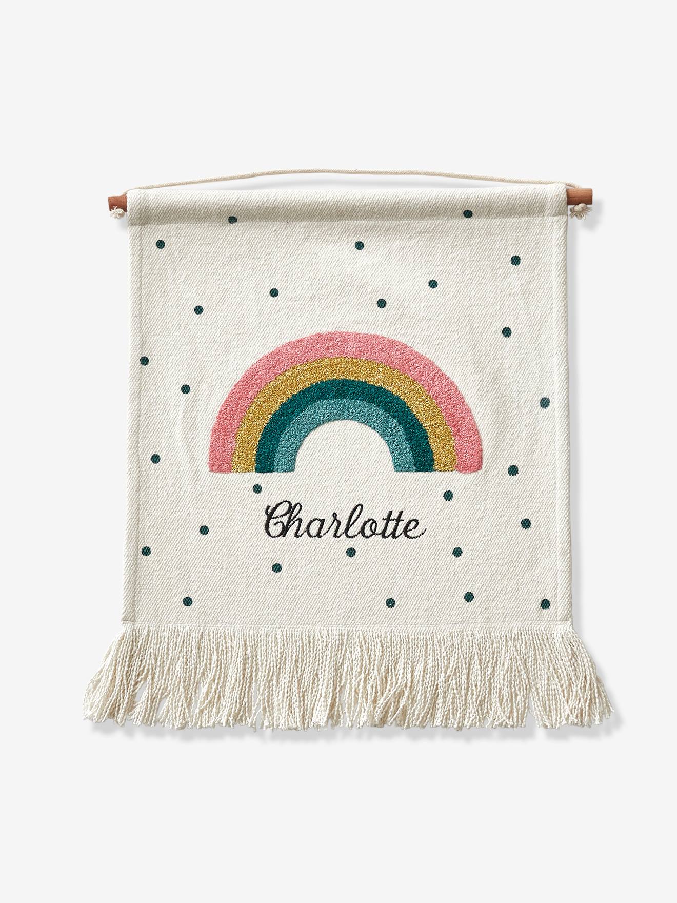 Mural de parede personalizável em branco, tamanho médio, liso, com estampa de arco-íris.