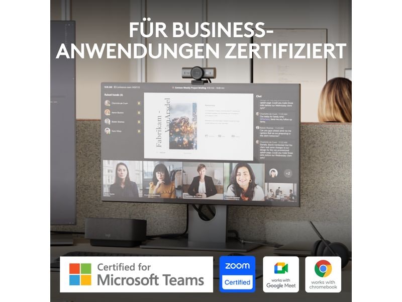 Logitech Webcam MX Brio 705 for Business 4K-Business-Webcam mit KI-gesteuerten Funktionen und erstklassiger Bildqualität