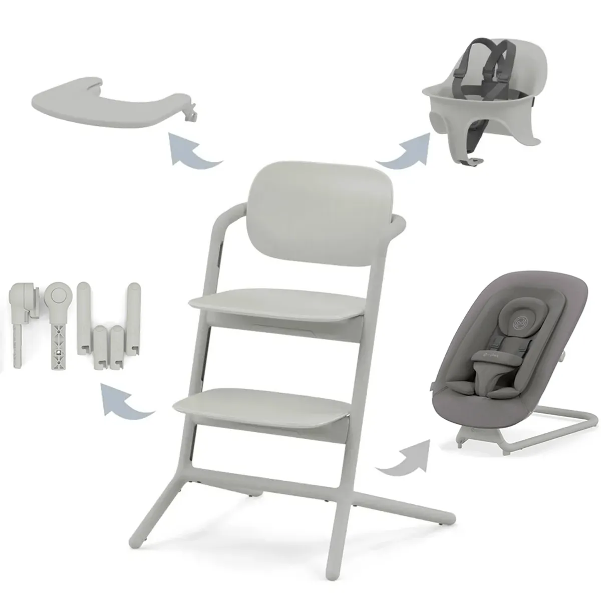 Cybex Ensemble chaise Haute 3-en-1 Lemo + Siège nouveau-né - Gris
