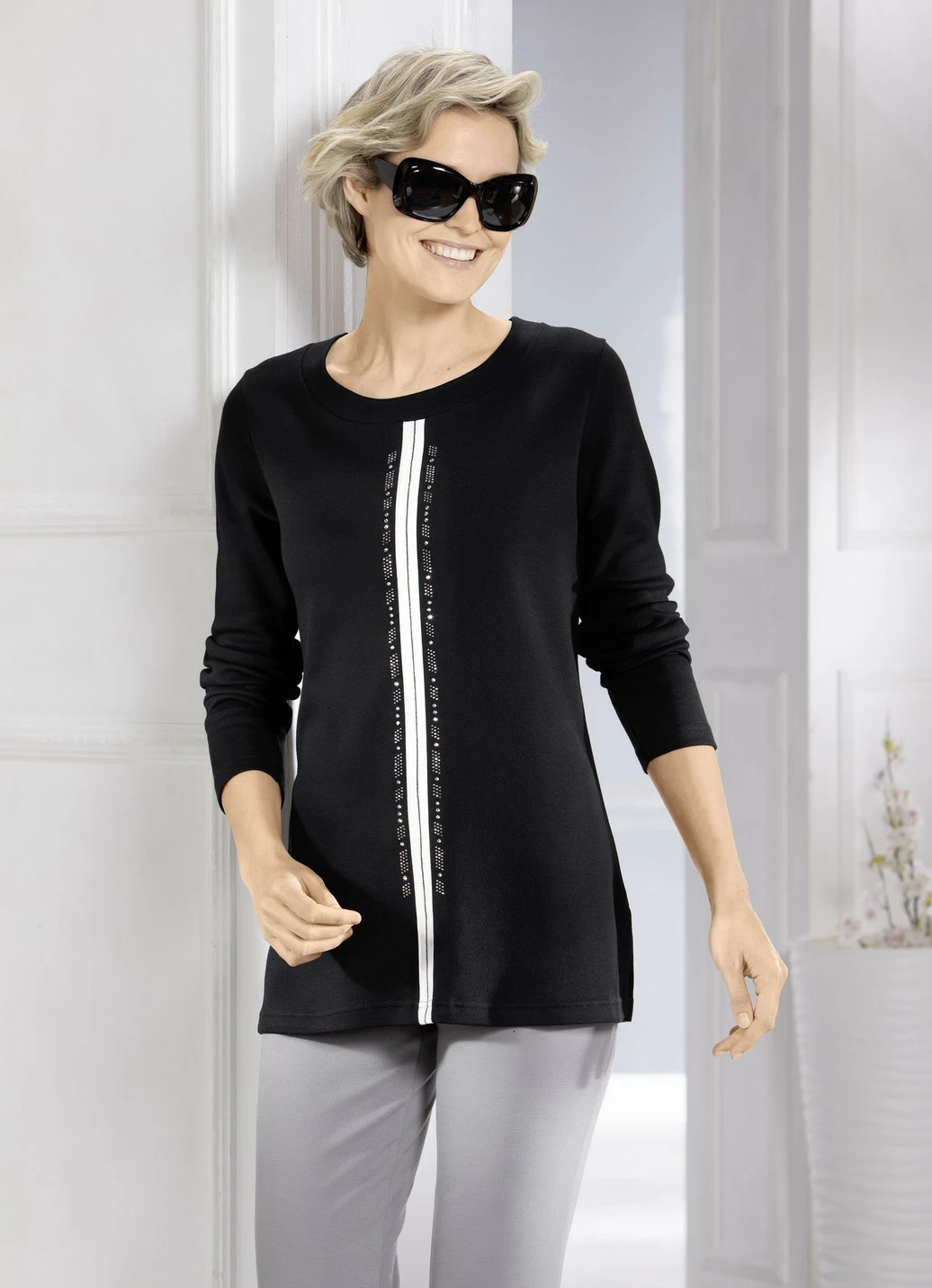 Sweatshirt mit kontrastfarbenem Zierband