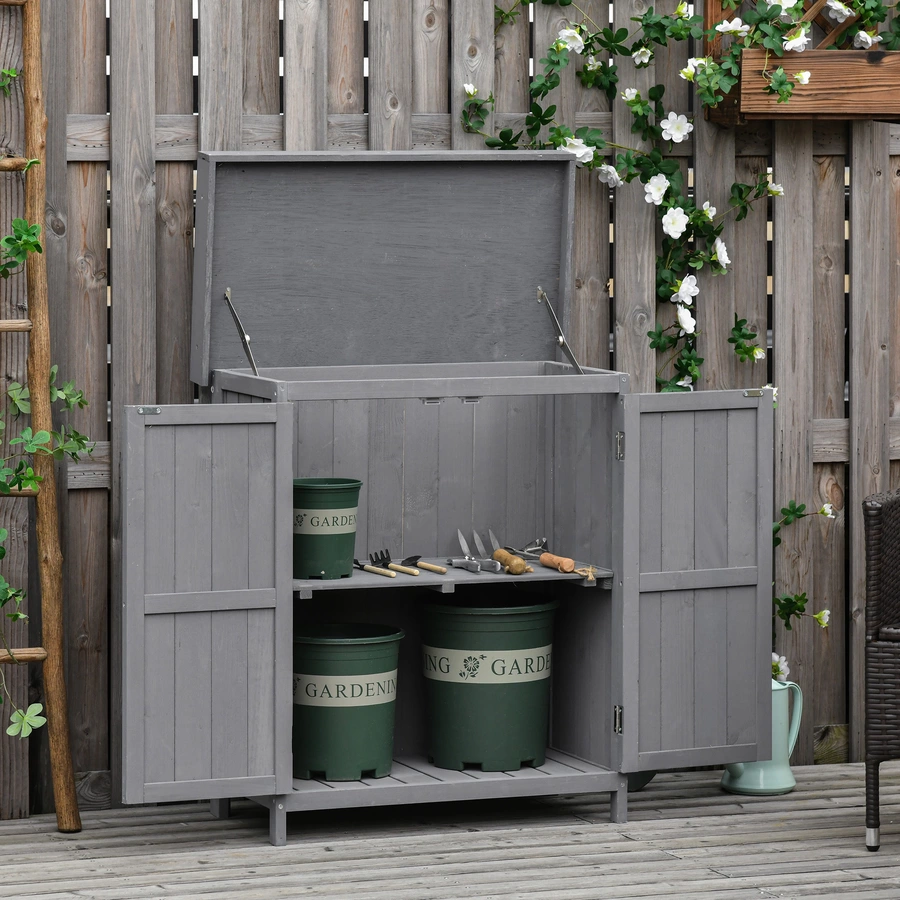 Outsunny Geräteschrank mit 2 Fächer natur